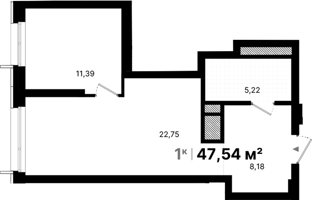 Планировка — Атлас Люксо, 1-комн., 48 м²