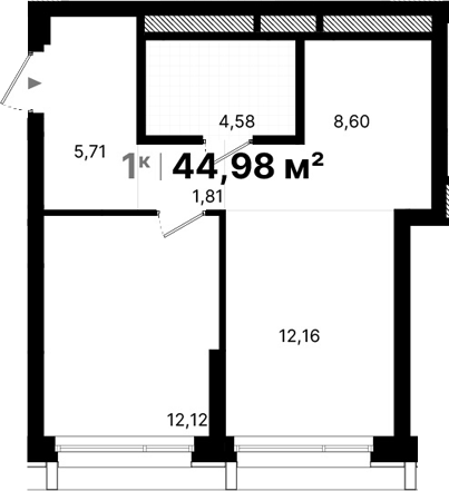 Планировка — Атлас Люксо, 1-комн., 45 м²