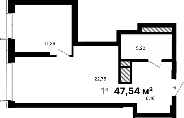 Планировка — Атлас Люксо, 1-комн., 48 м²