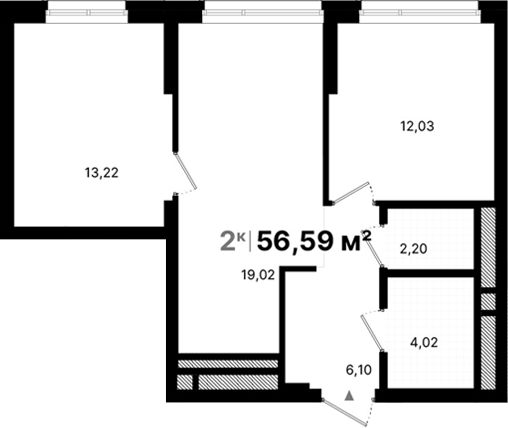 Планировка — Атлас Люксо, 2-комн., 57 м²
