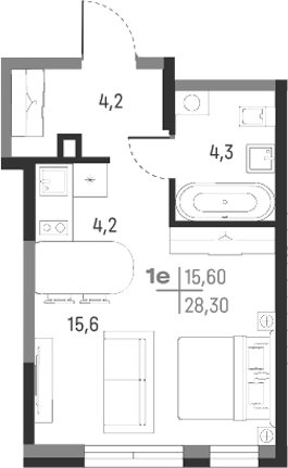 Планировка — А+, Студия, 28 м²