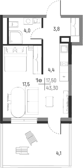 Планировка — А+, Студия, 30 м²