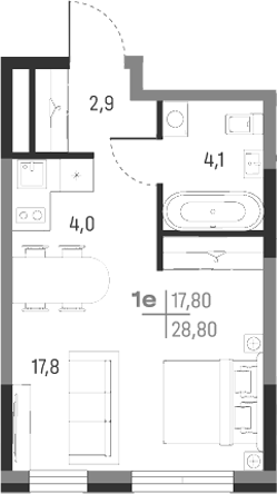 Планировка — А+, Студия, 29 м²