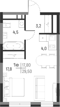 Планировка — А+, Студия, 30 м²