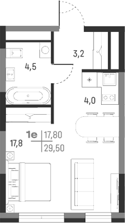 Планировка — А+, Студия, 30 м²