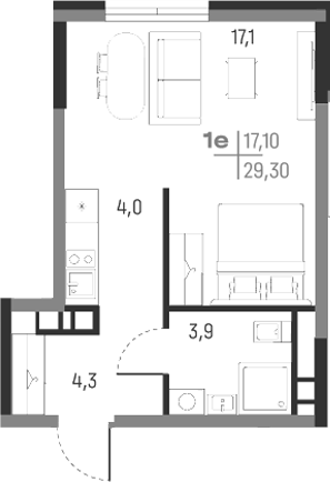Планировка — А+, Студия, 29 м²