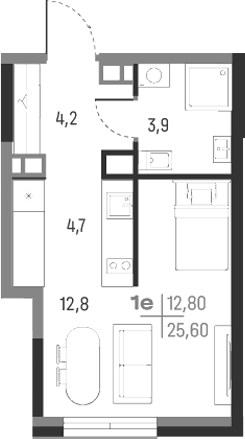 Планировка — А+, Студия, 26 м²