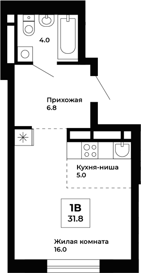 Планировка — Космос, Студия, 32 м²