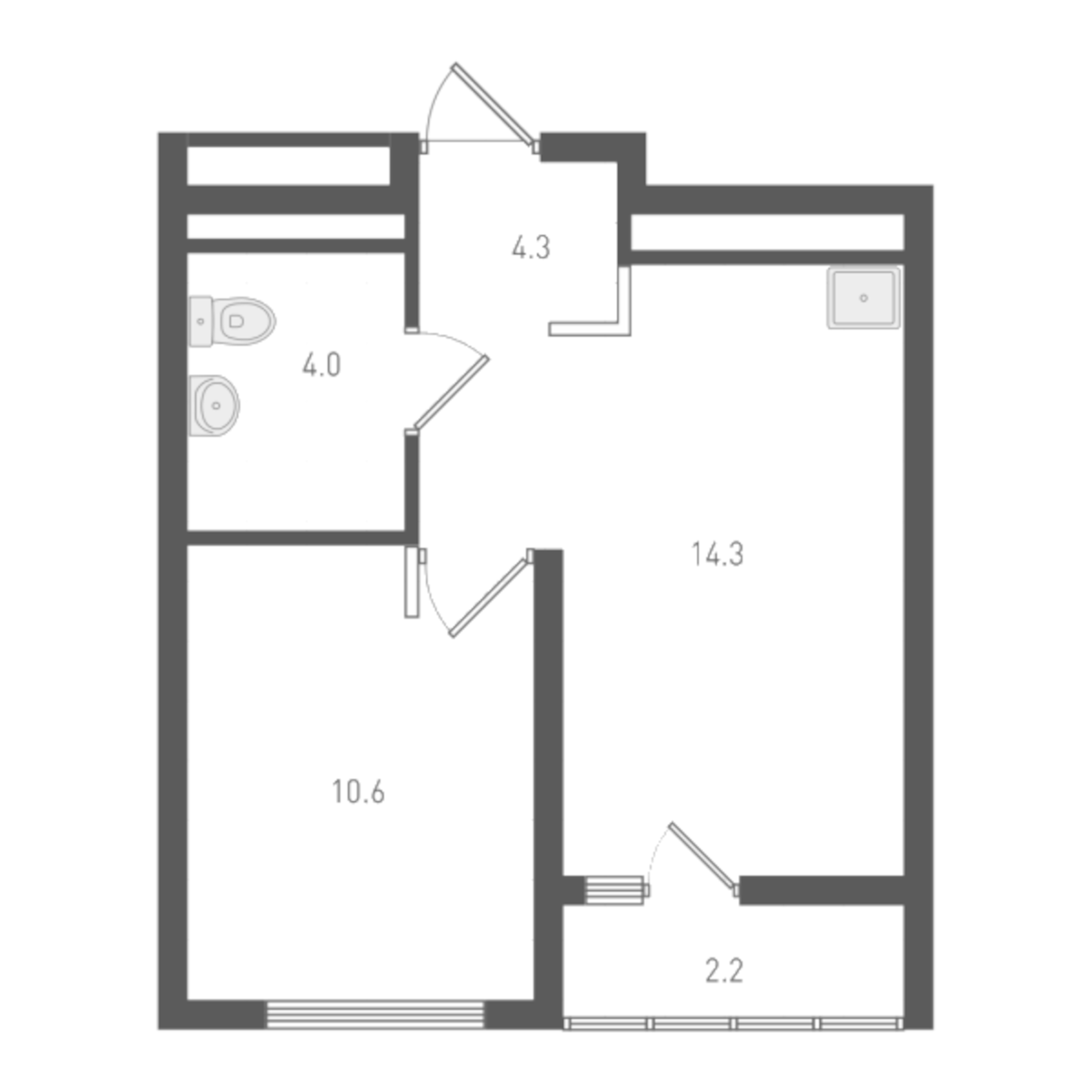 Планировка — ОК: Премиум, 1-комн., 33 м²