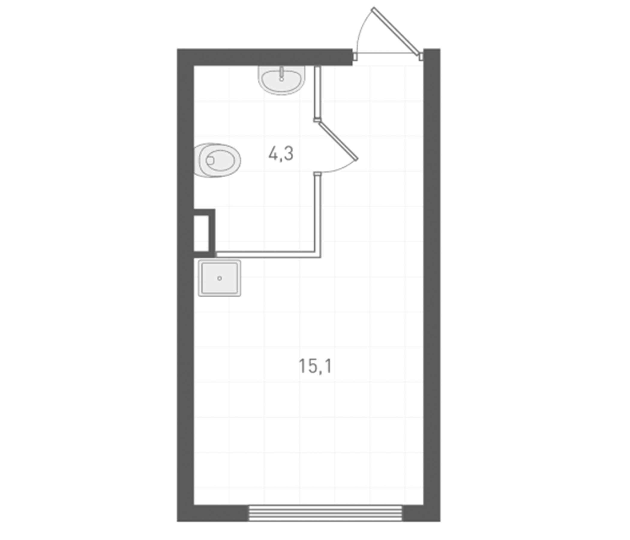 Планировка — Старт, Студия, 19 м²