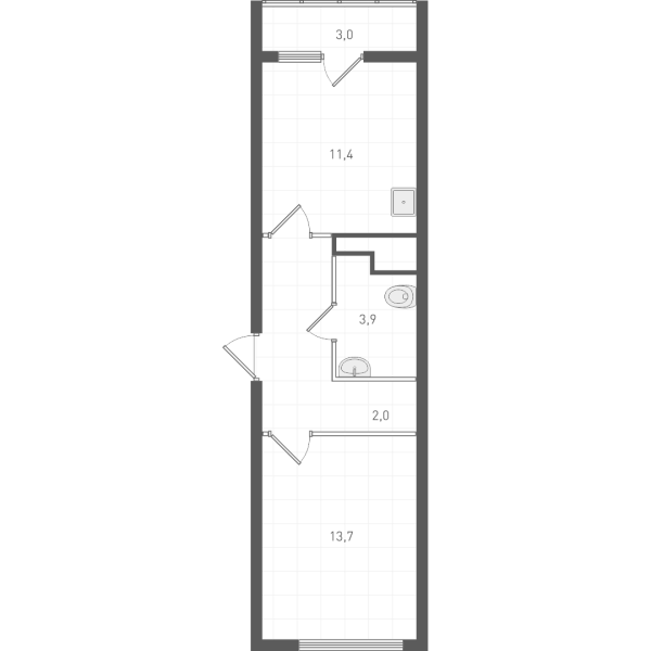 Планировка — Старт, 1-комн., 37 м²