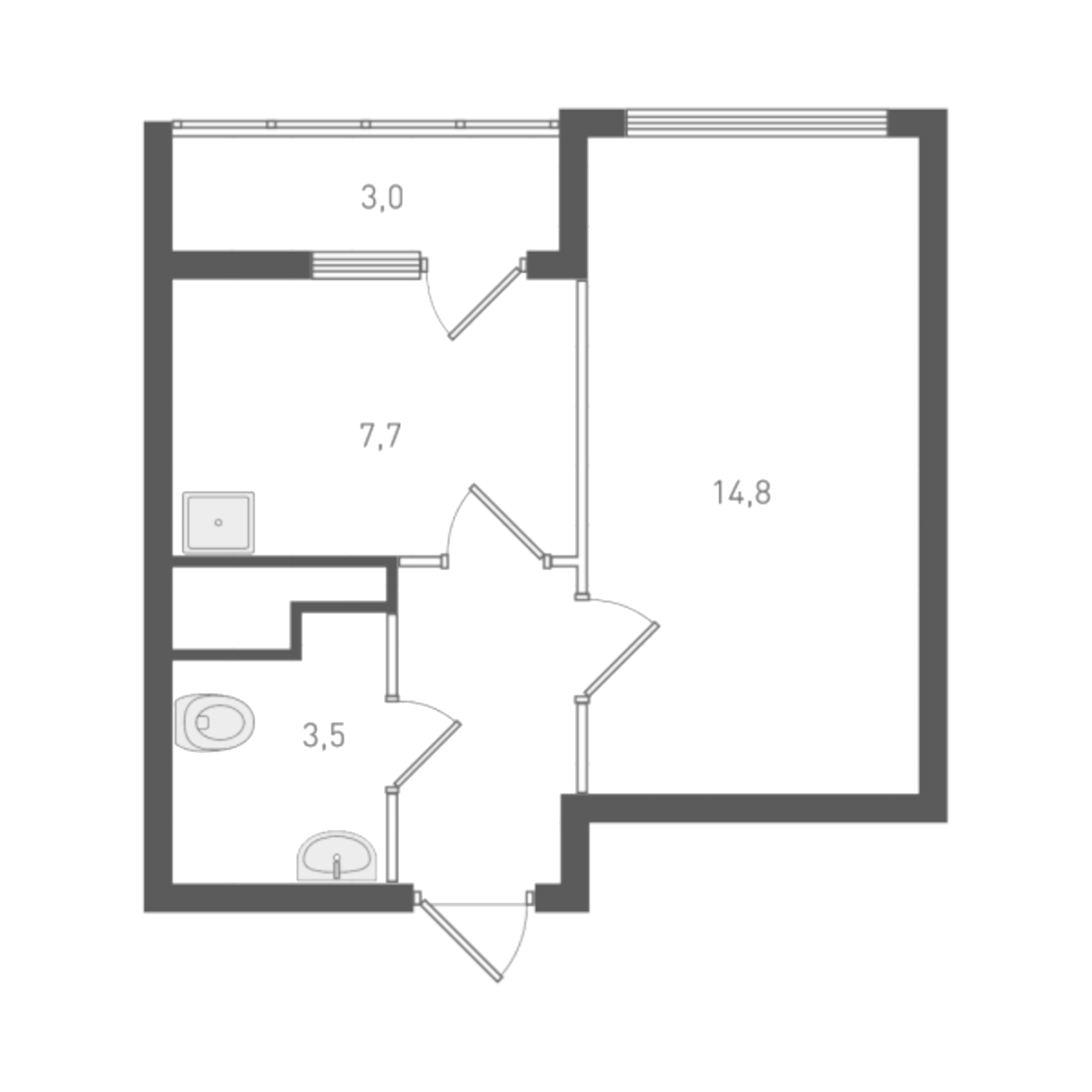 Планировка — Старт, 1-комн., 30 м²