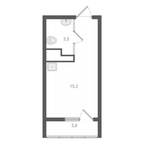 Планировка — Старт, Студия, 18 м²