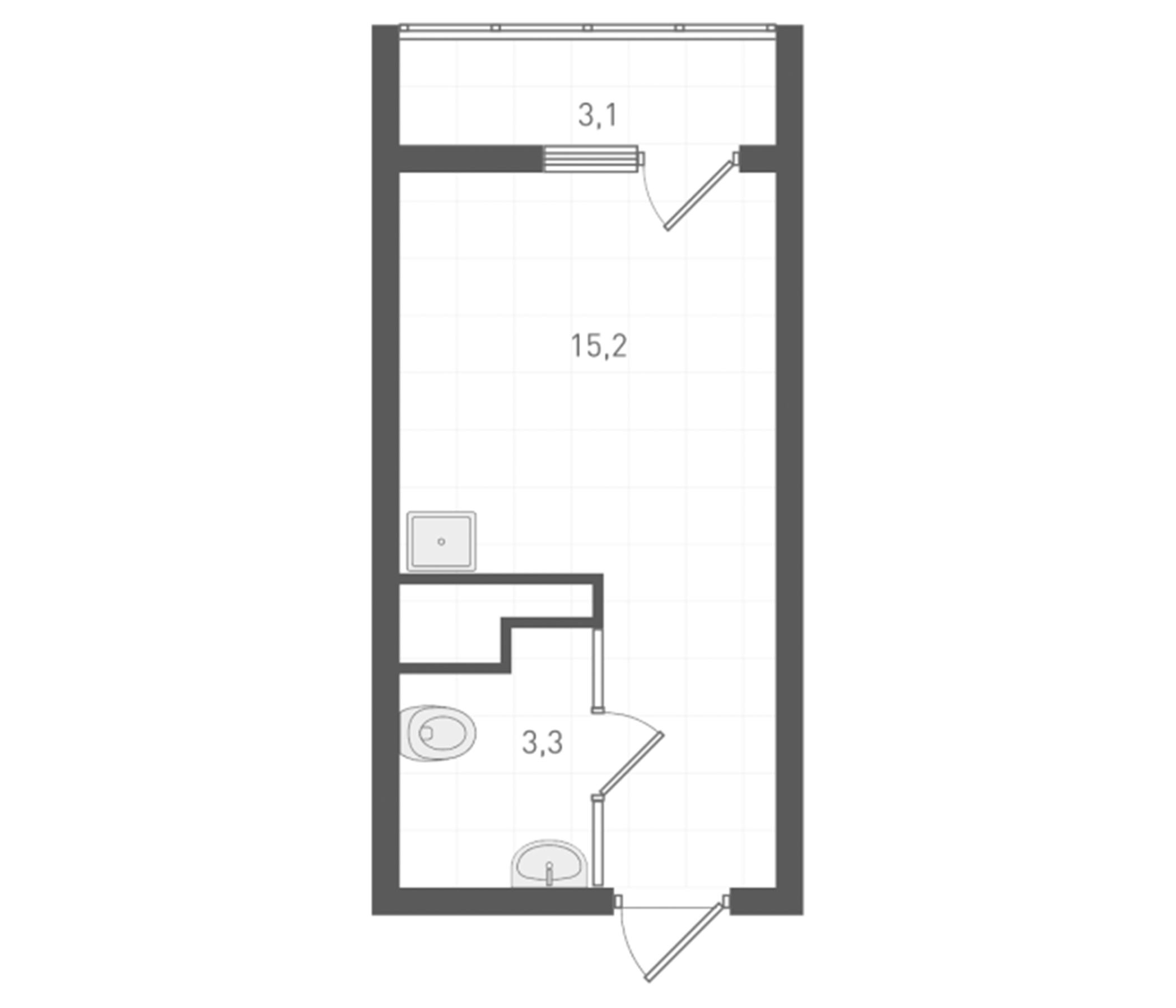 Планировка — Старт, Студия, 18 м²