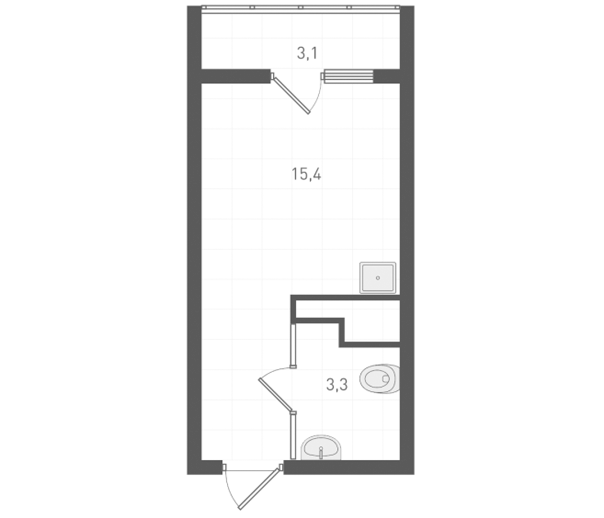 Планировка — Старт, Студия, 18 м²