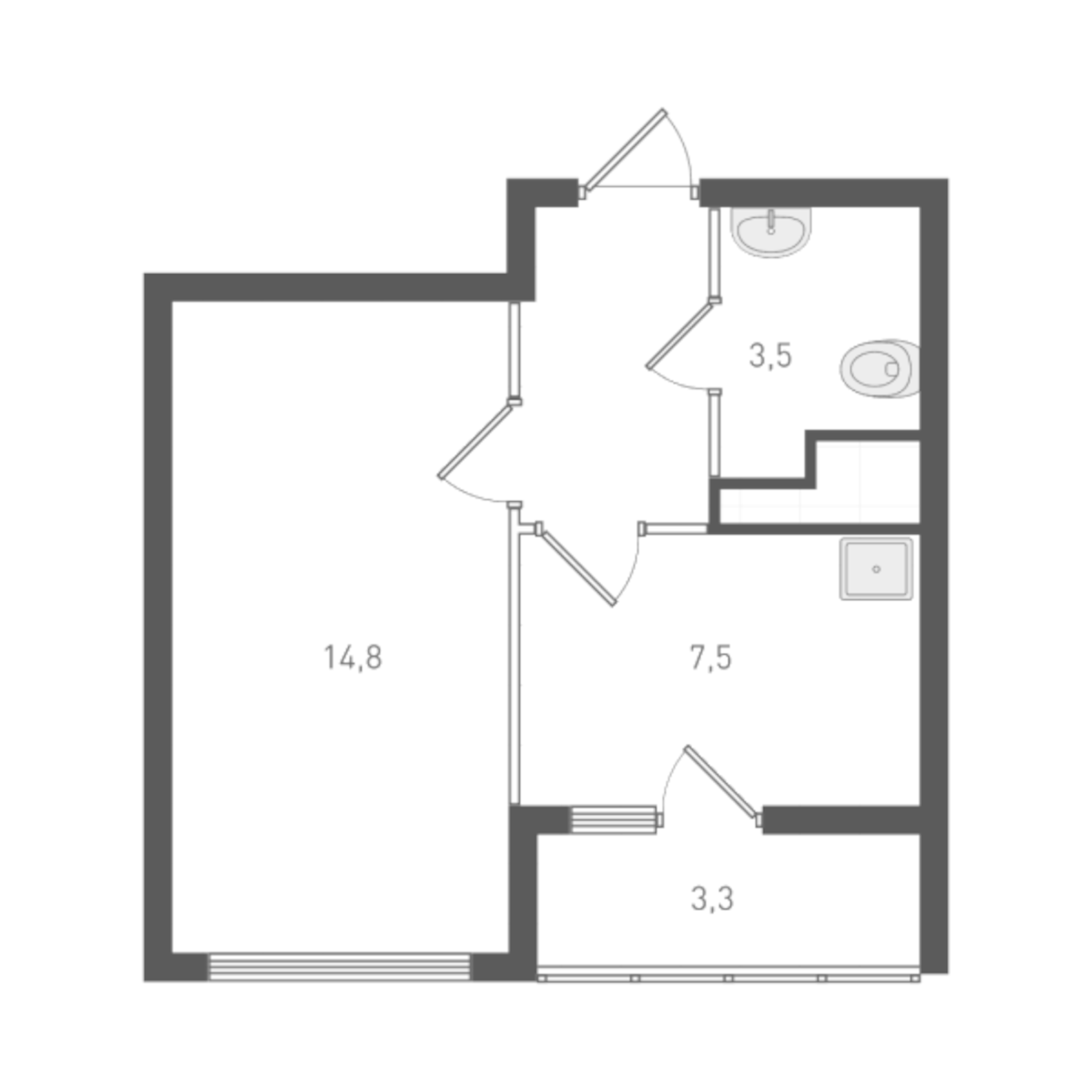 Планировка — Старт, 1-комн., 30 м²