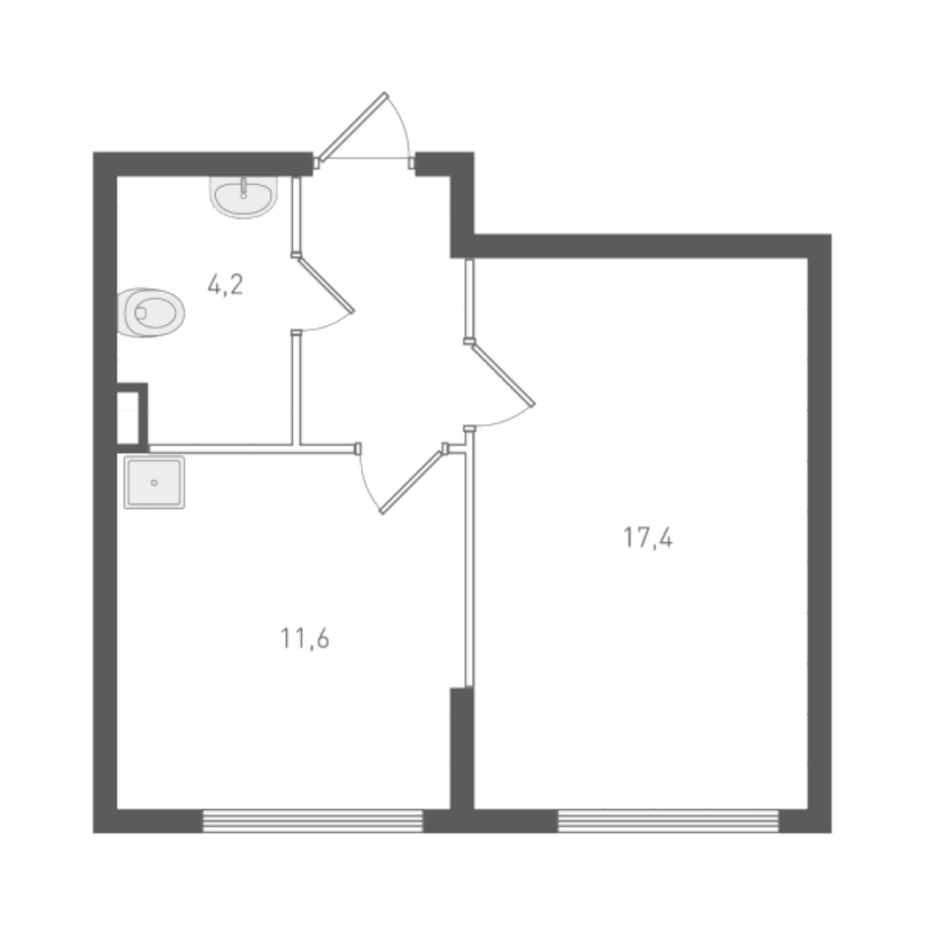 Планировка — Старт, 1-комн., 37 м²