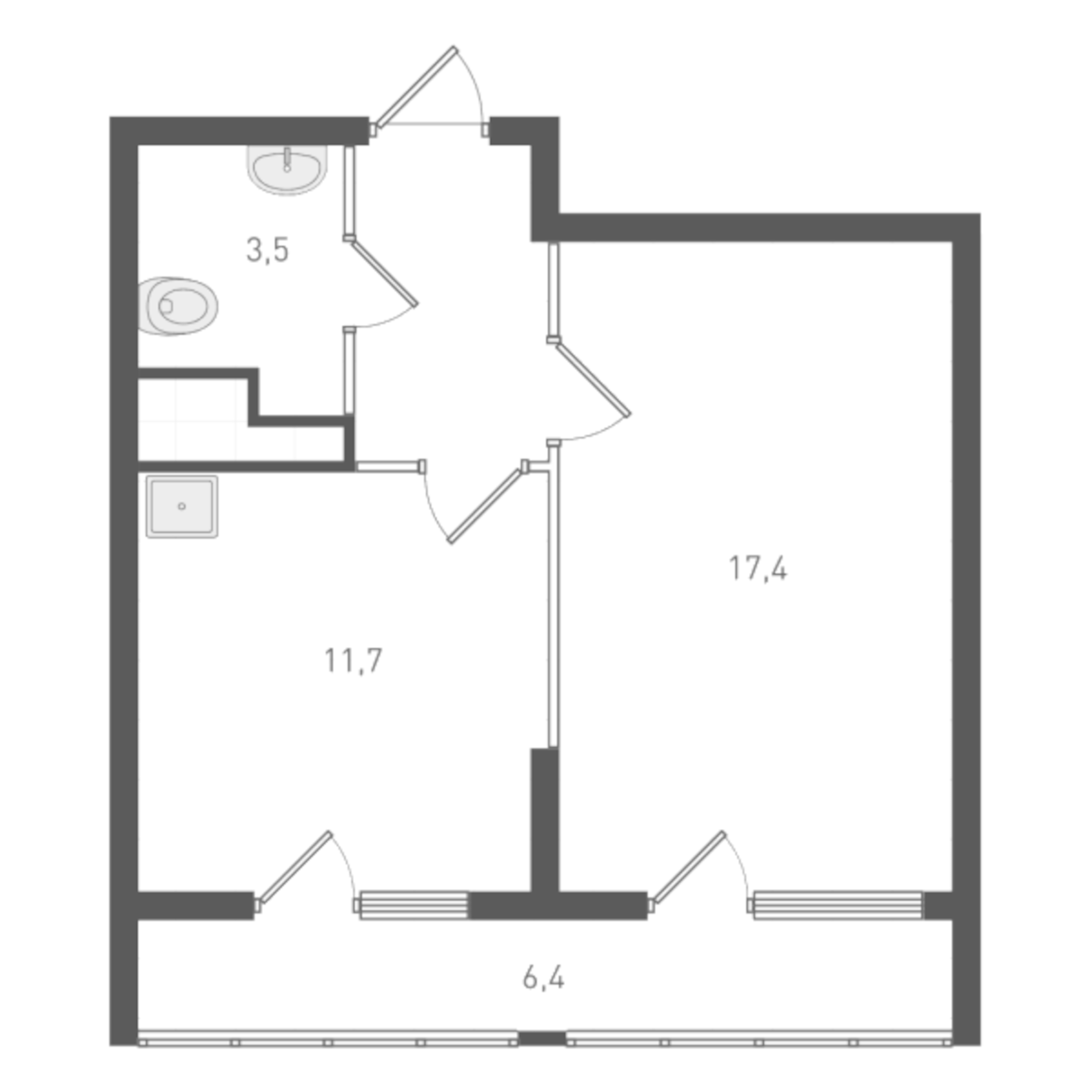 Планировка — Старт, 1-комн., 36 м²