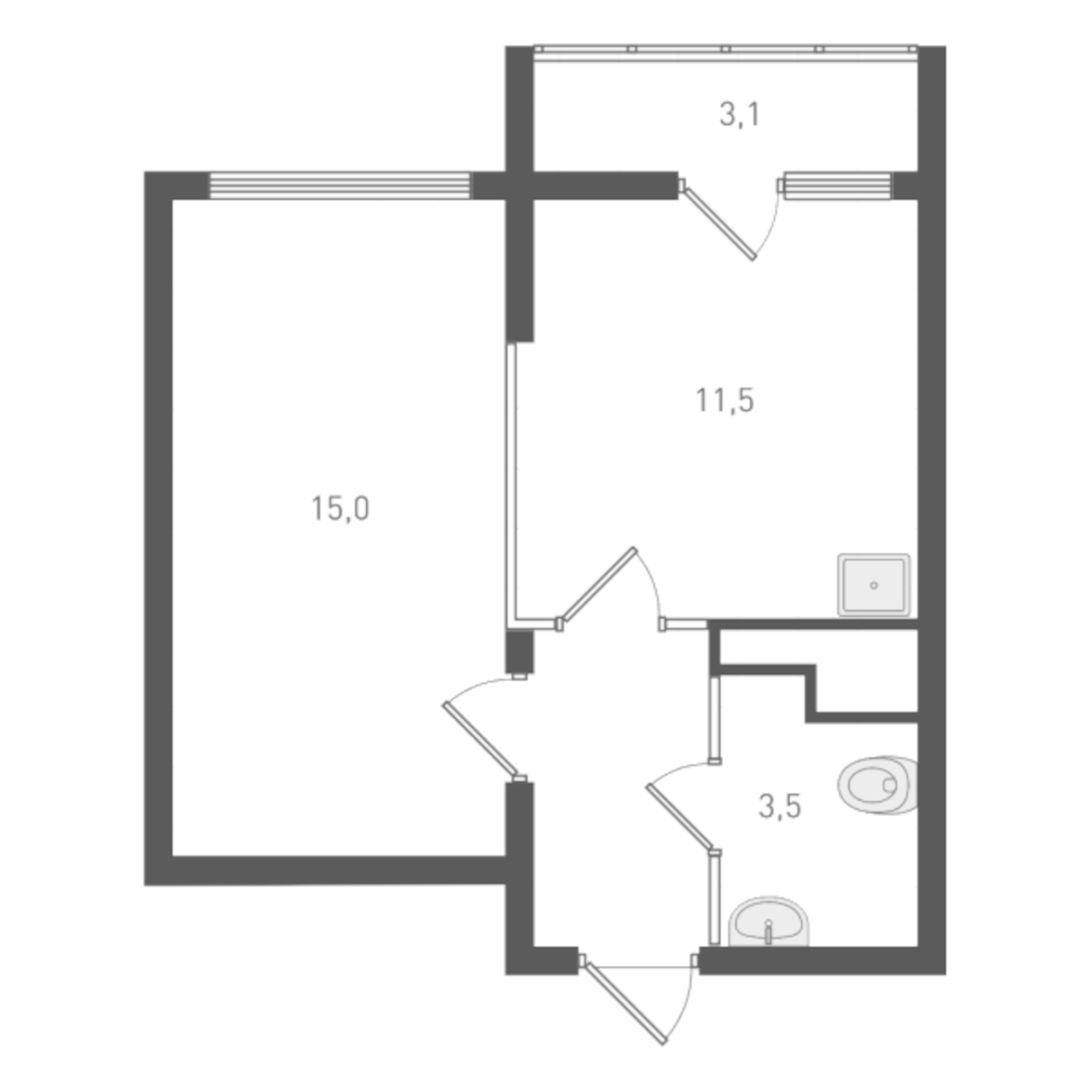Планировка — Старт, 1-комн., 34 м²