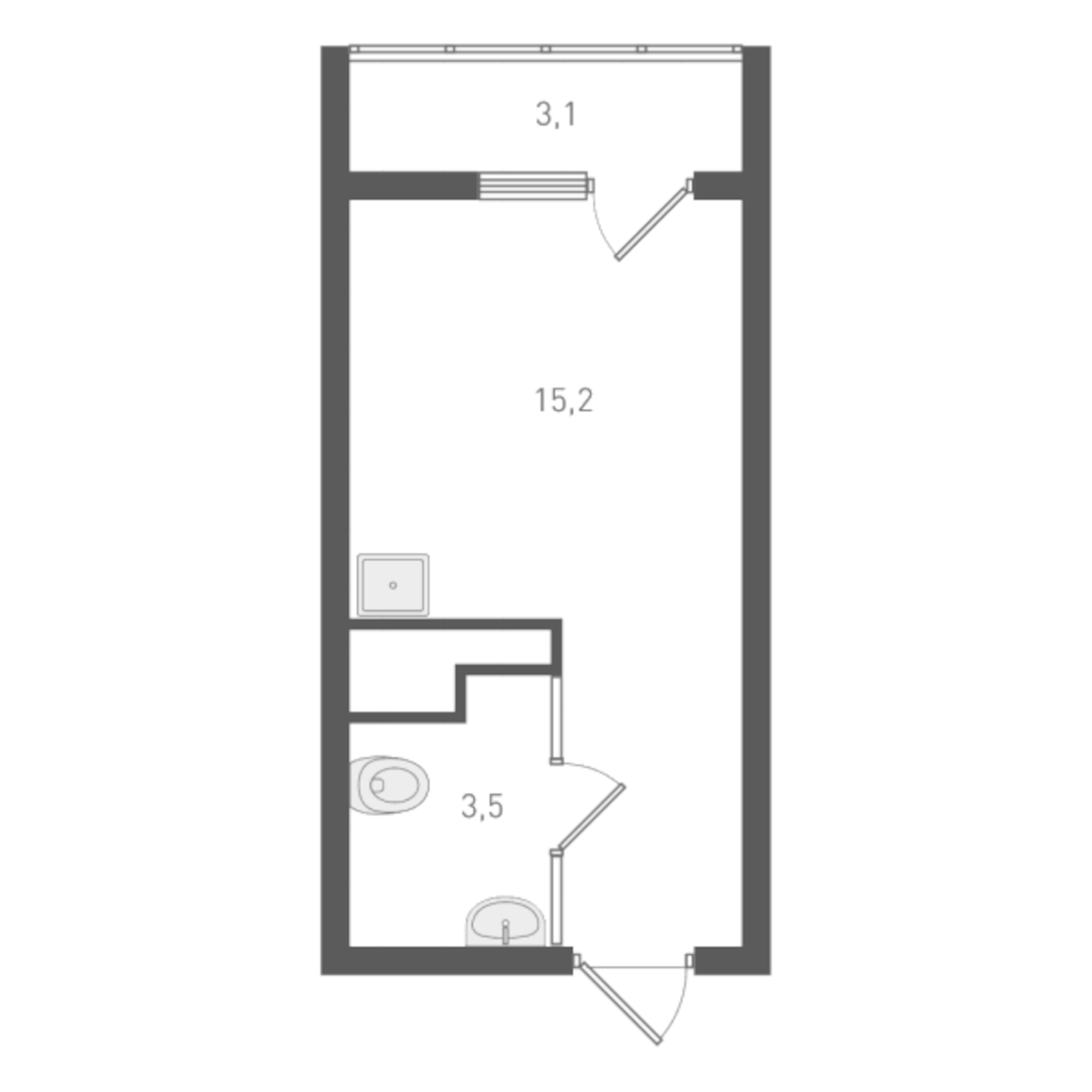 Планировка — Старт, Студия, 18 м²