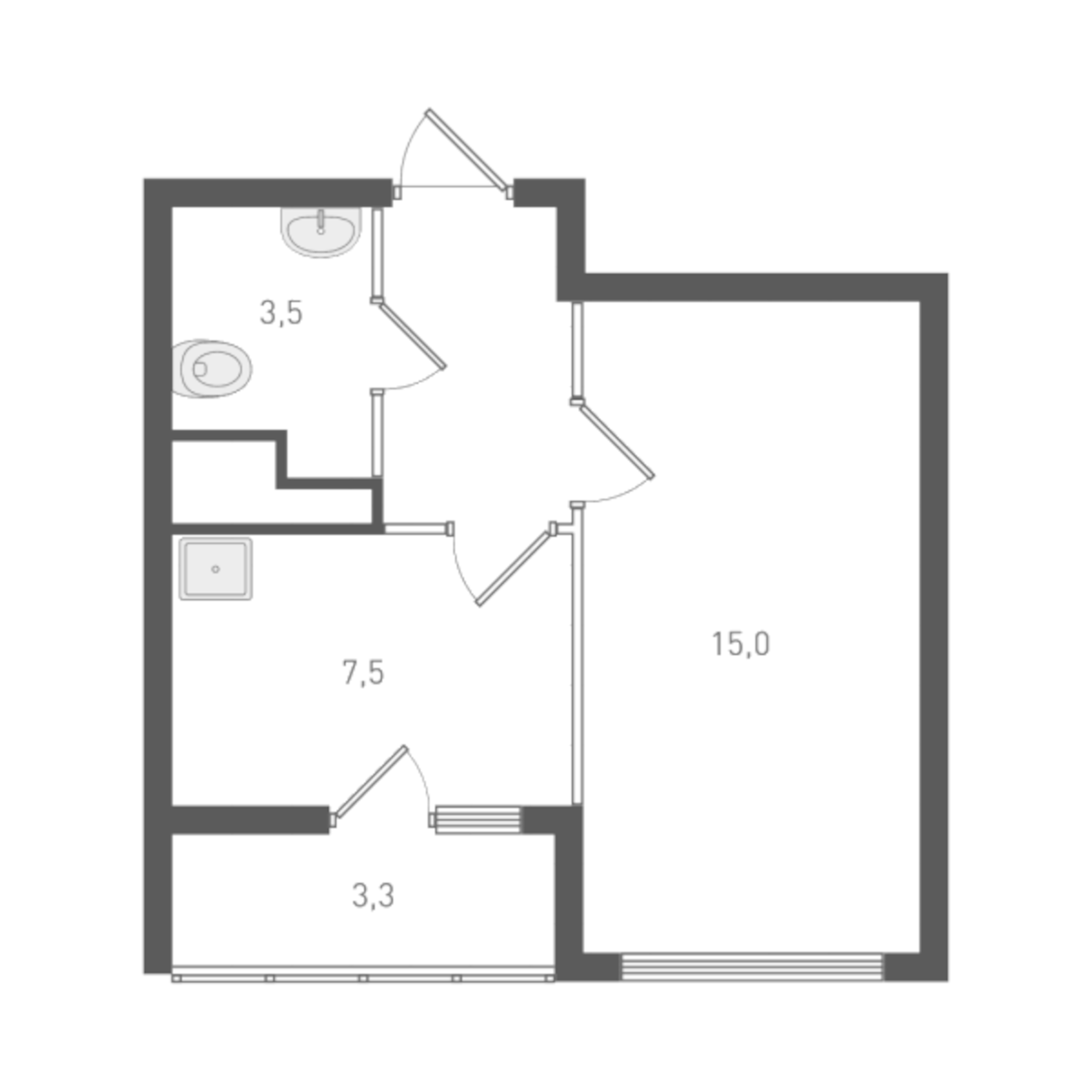 Планировка — Старт, 1-комн., 30 м²
