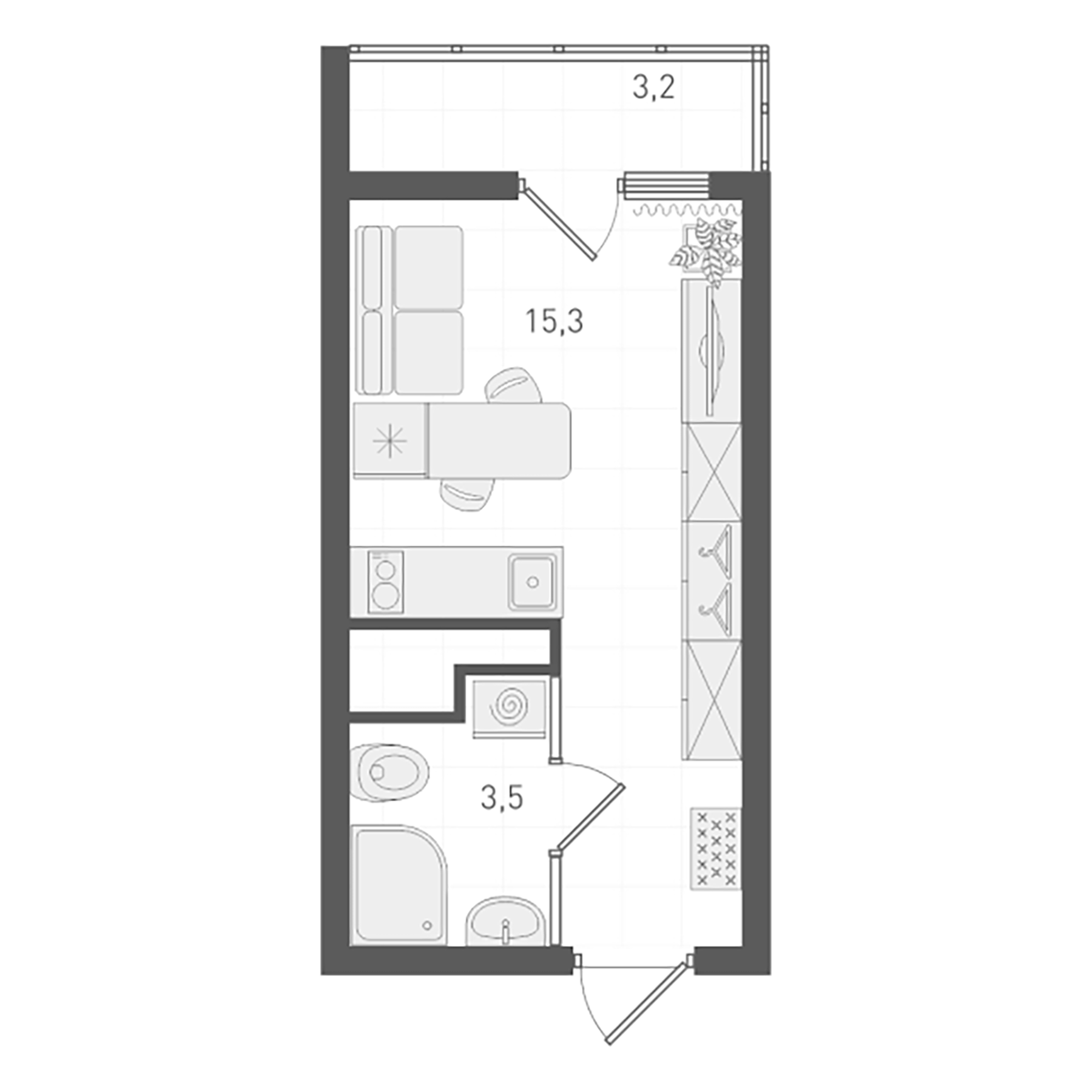 Планировка — Старт, Студия, 19 м²