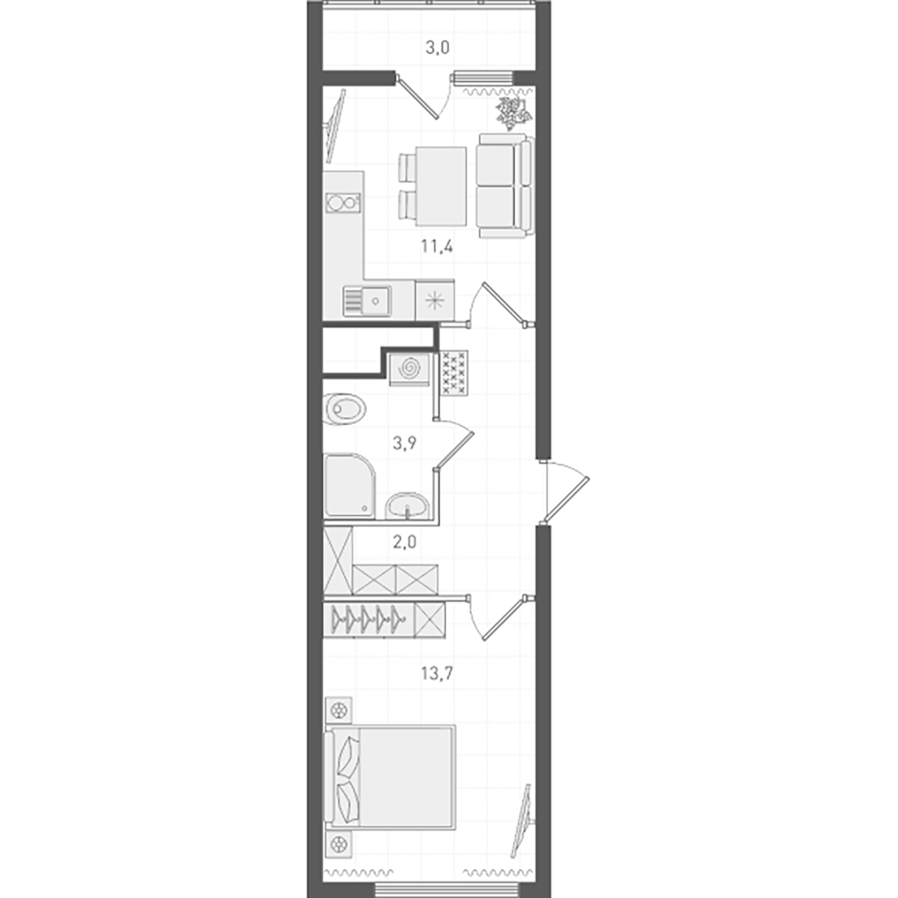 Планировка — Старт, 1-комн., 37 м²