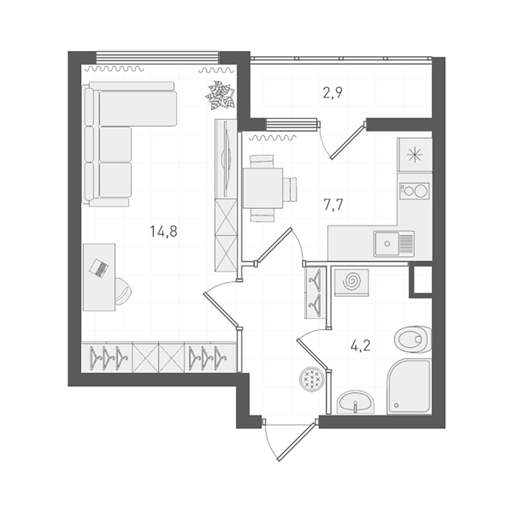 Планировка — Старт, 1-комн., 31 м²