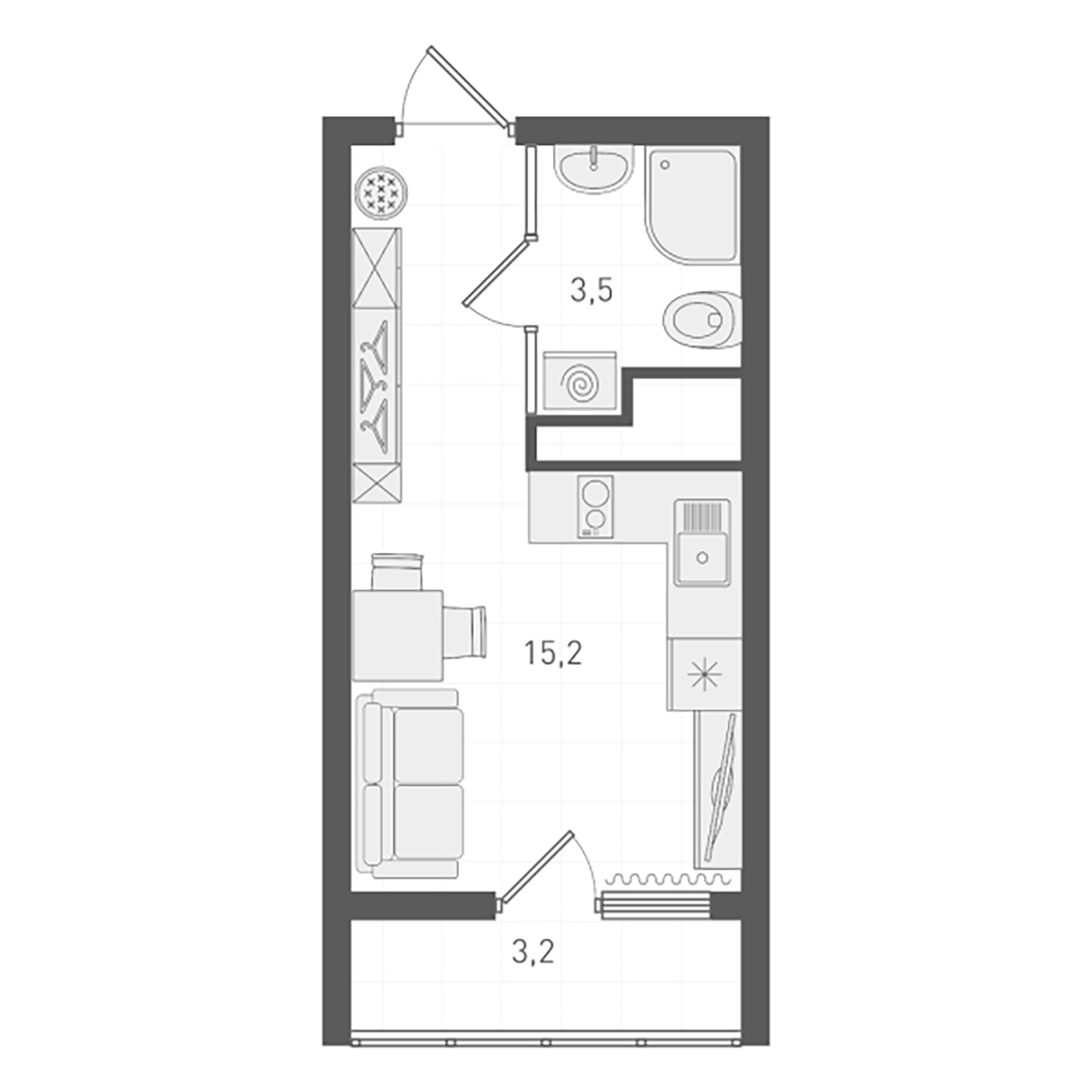 Планировка — Старт, Студия, 18 м²