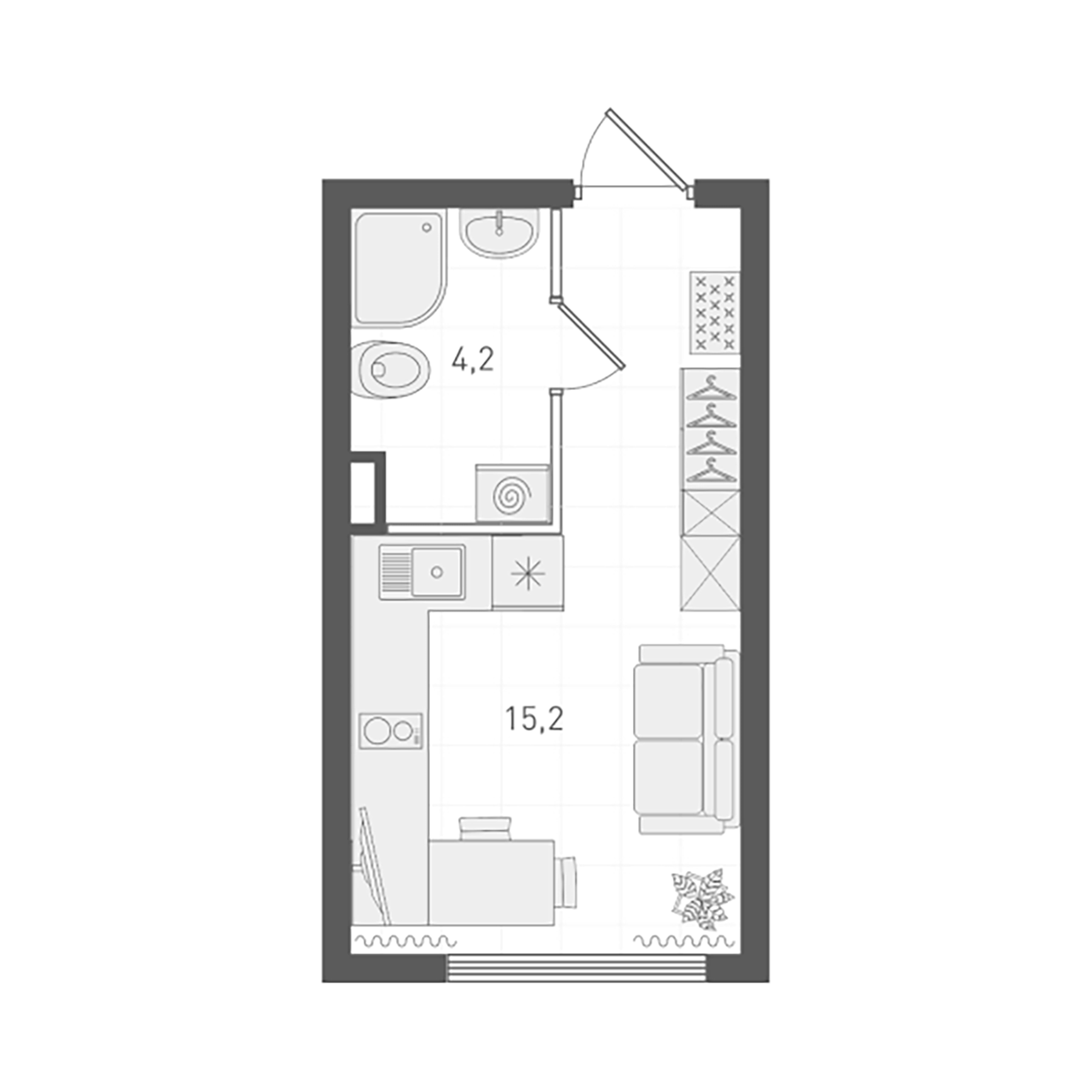 Планировка — Старт, Студия, 19 м²