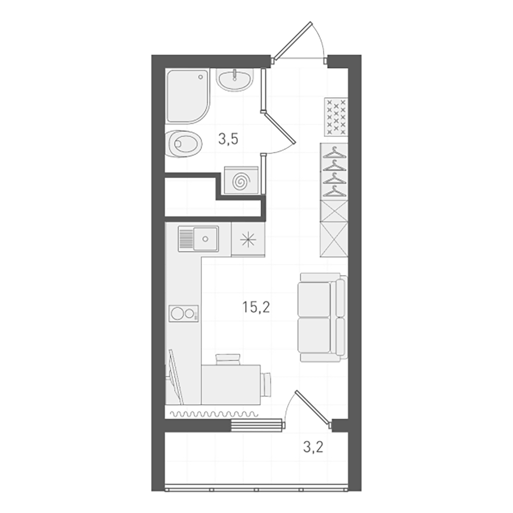 Планировка — Старт, Студия, 18 м²