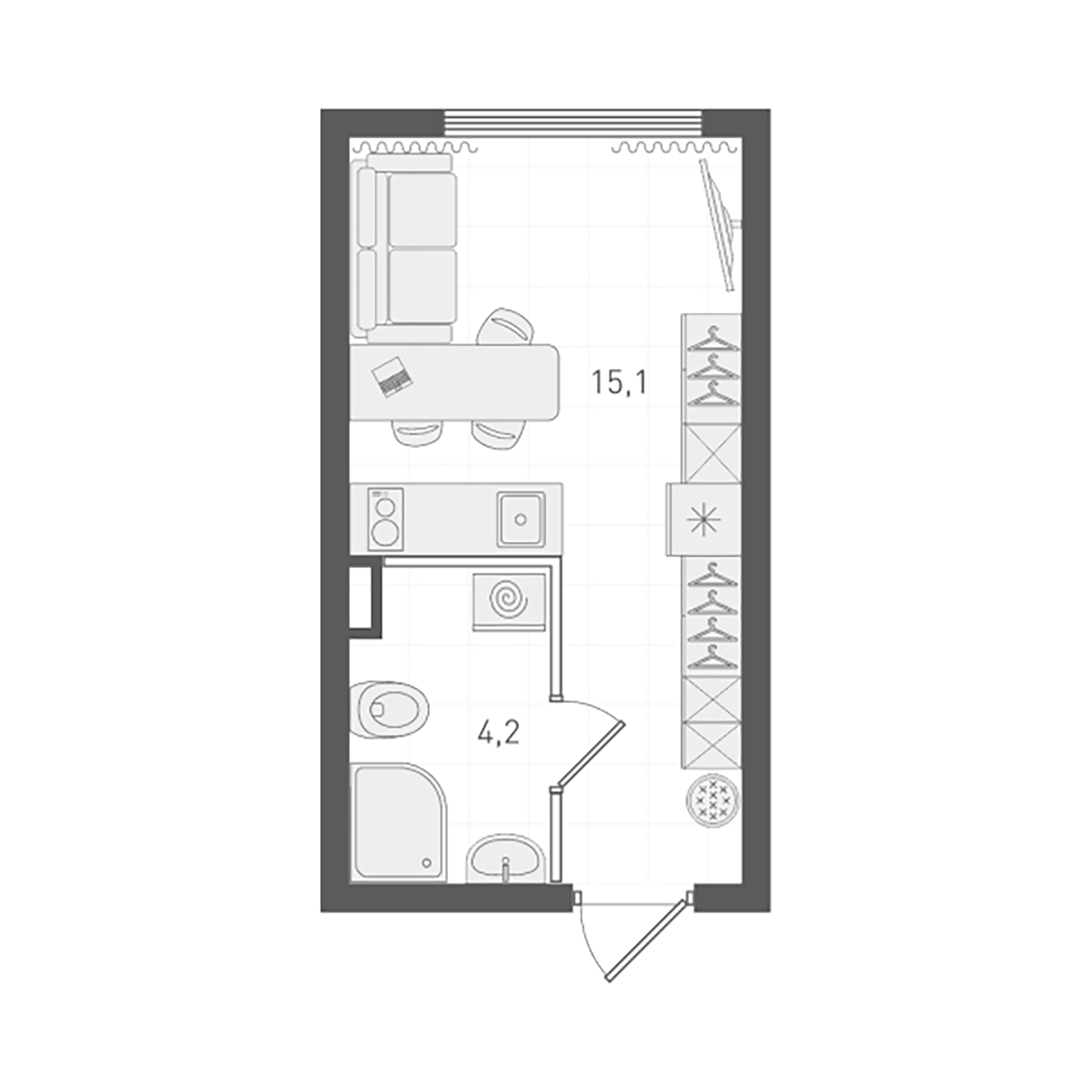 Планировка — Старт, Студия, 19 м²