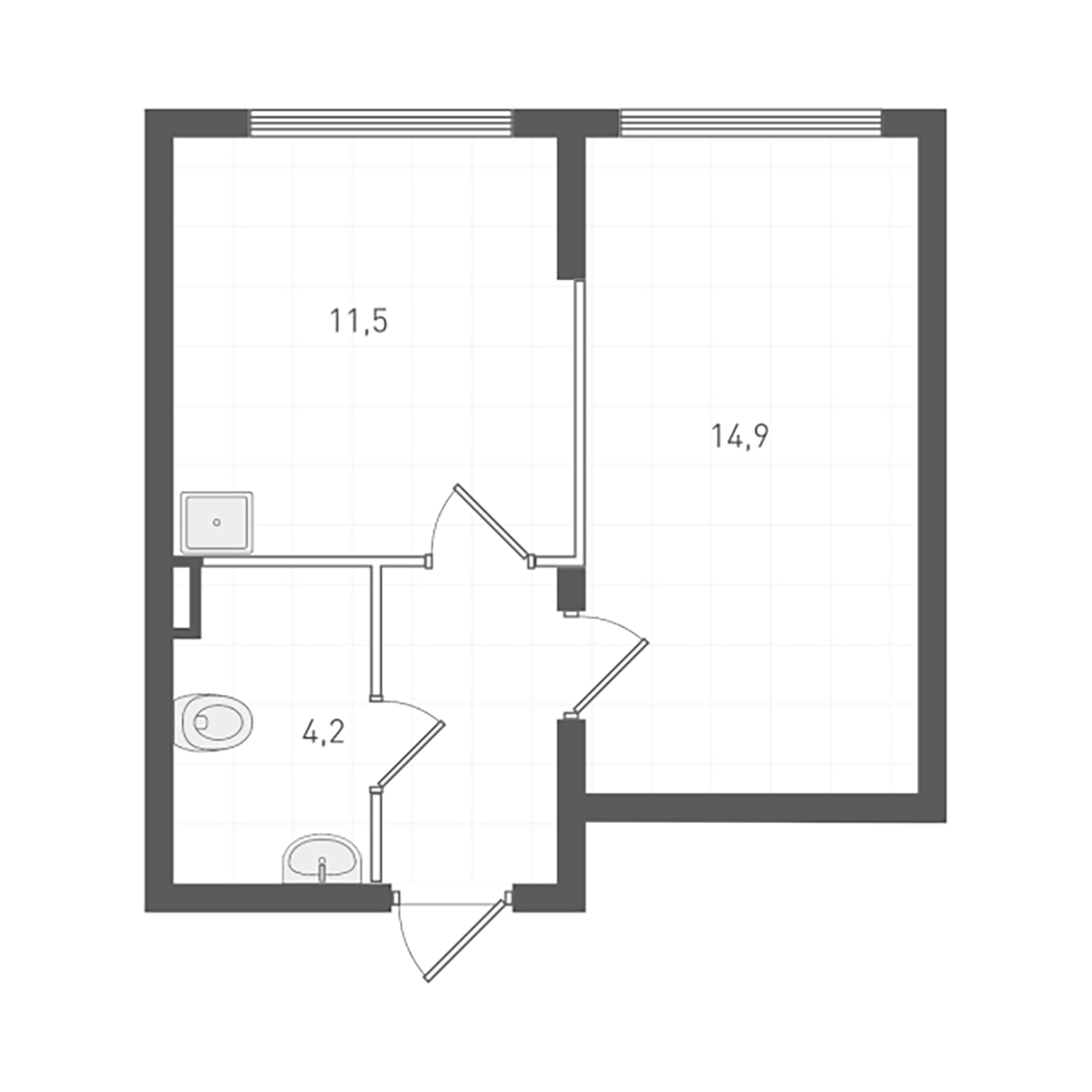 Планировка — Старт, 1-комн., 34 м²