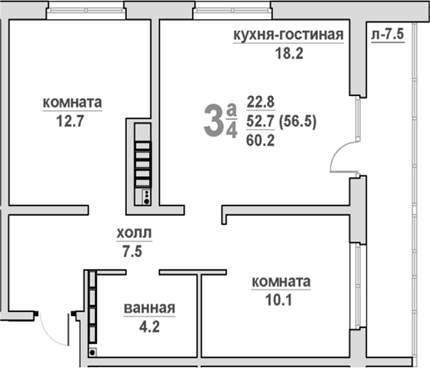 Планировка — Гранд Успенский, 2-комн., 53 м²