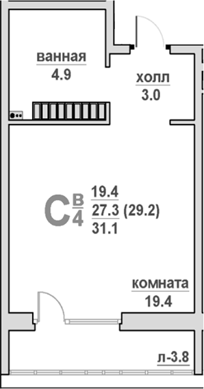 Планировка — Гранд Успенский, Студия, 27 м²
