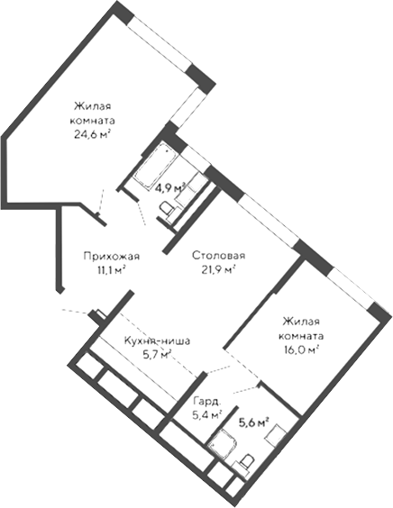 Планировка — Никольский, 2-комн., 95 м²