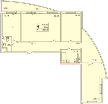 Планировка — Лондон Парк, 3-комн., 111 м²