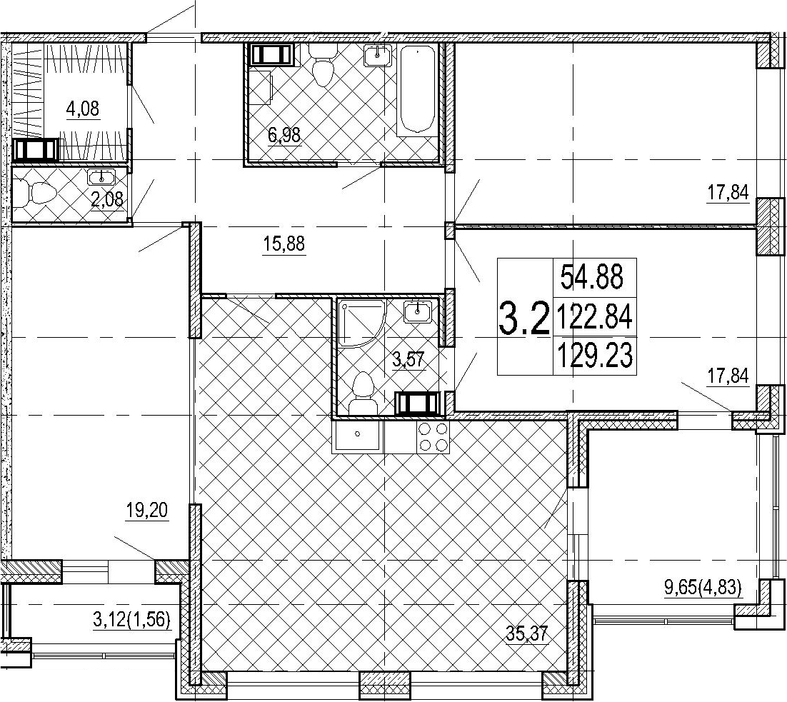 Планировка — Familia, 4-комн., 123 м²