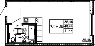 Планировка — Комплекс апарт-отелей VALO, Студия, 41 м²